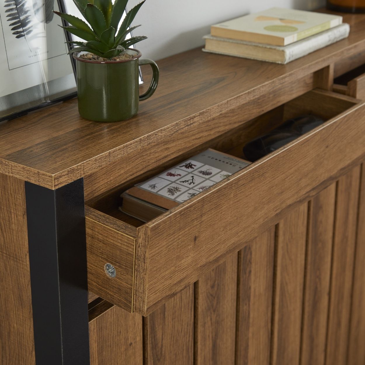 Margo Large Radiator Cover with 3 Drawers Dark Wood FSC