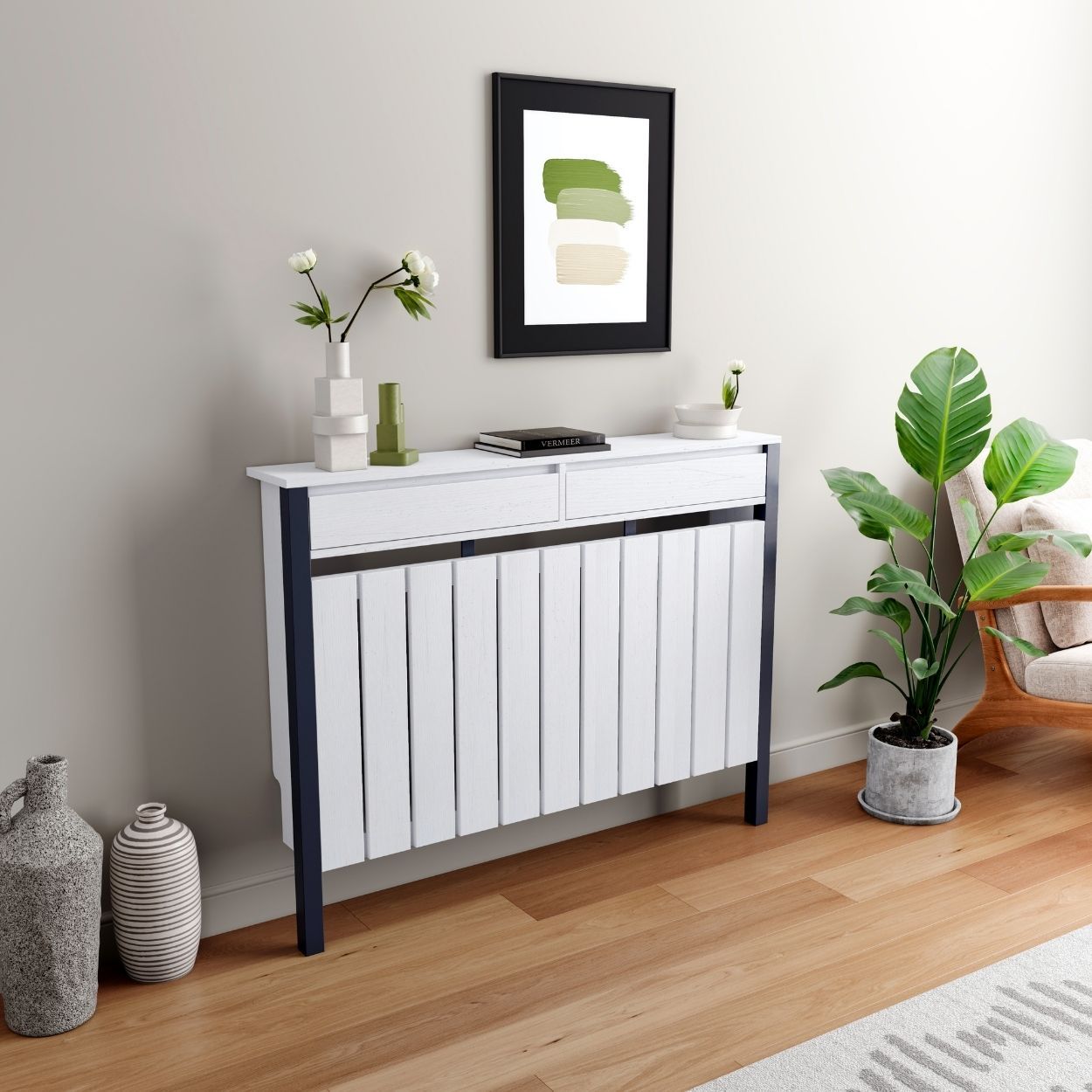 Margo Medium Radiator Cover with 2 Drawers White FSC