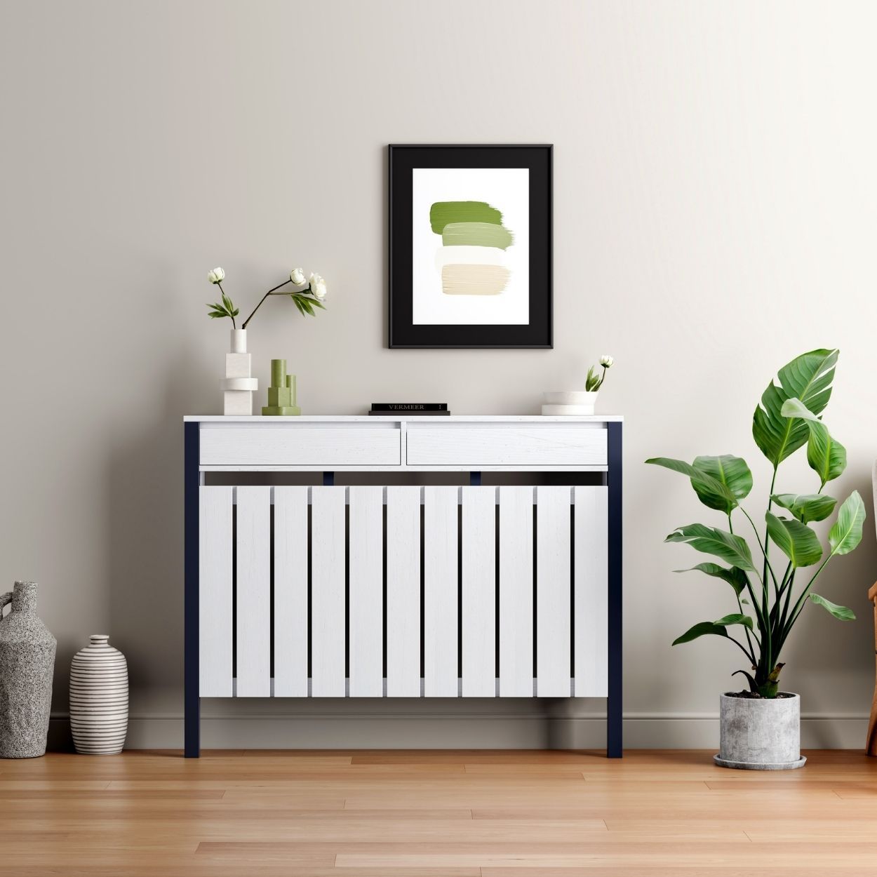 Margo Medium Radiator Cover with 2 Drawers White FSC