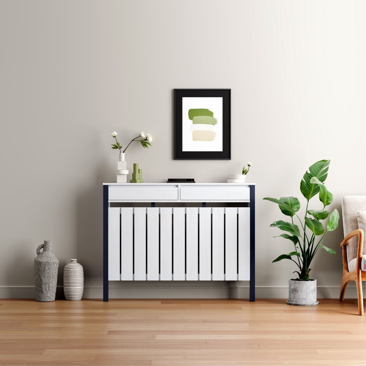 Margo Medium Radiator Cover with 2 Drawers White FSC