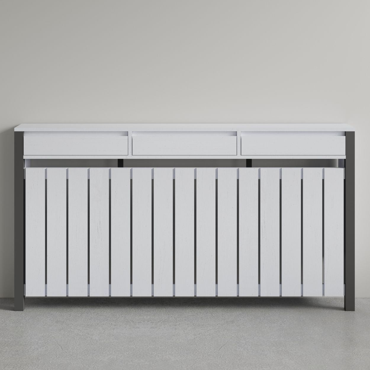 Margo Large Radiator Cover with 3 Drawers White FSC