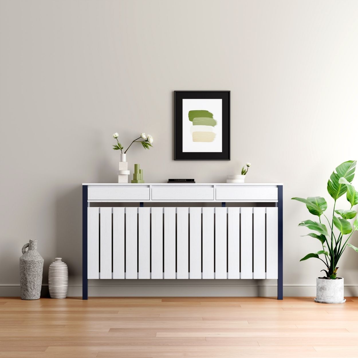 Margo Large Radiator Cover with 3 Drawers White FSC