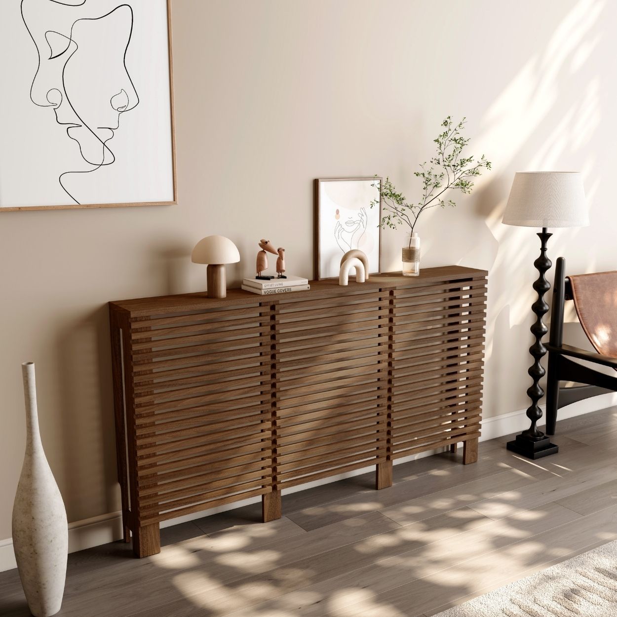 Milan Large Radiator Cover Dark Wood FSC