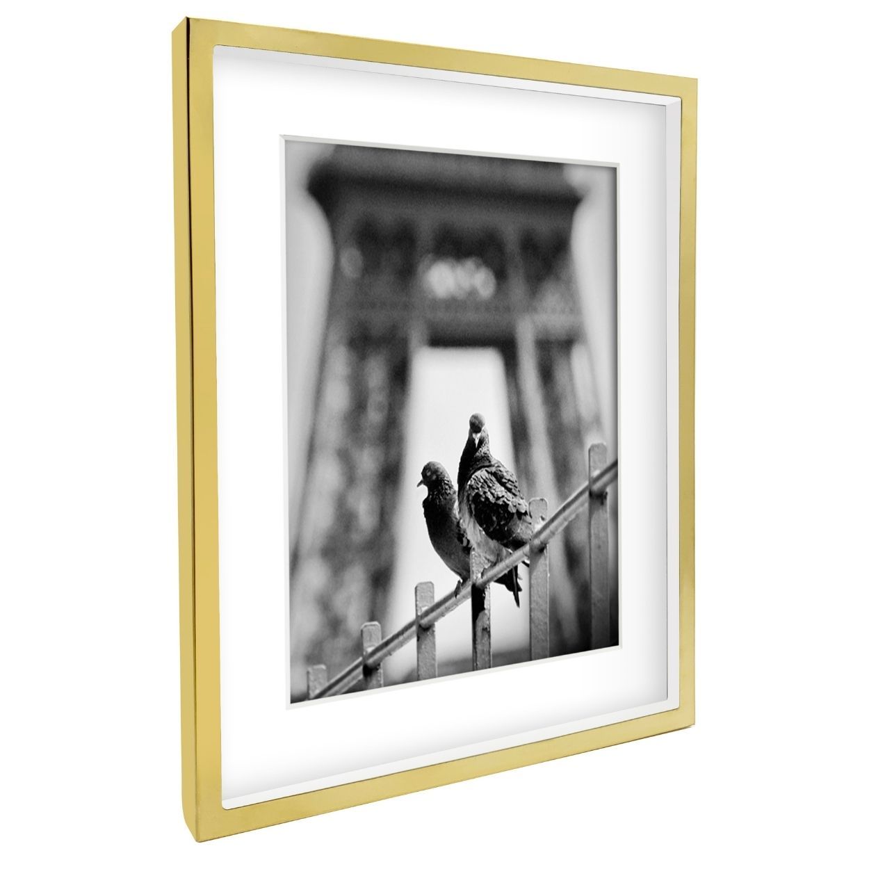 Gold Stainless Steel Box Frame 7x9 matted to 5x7