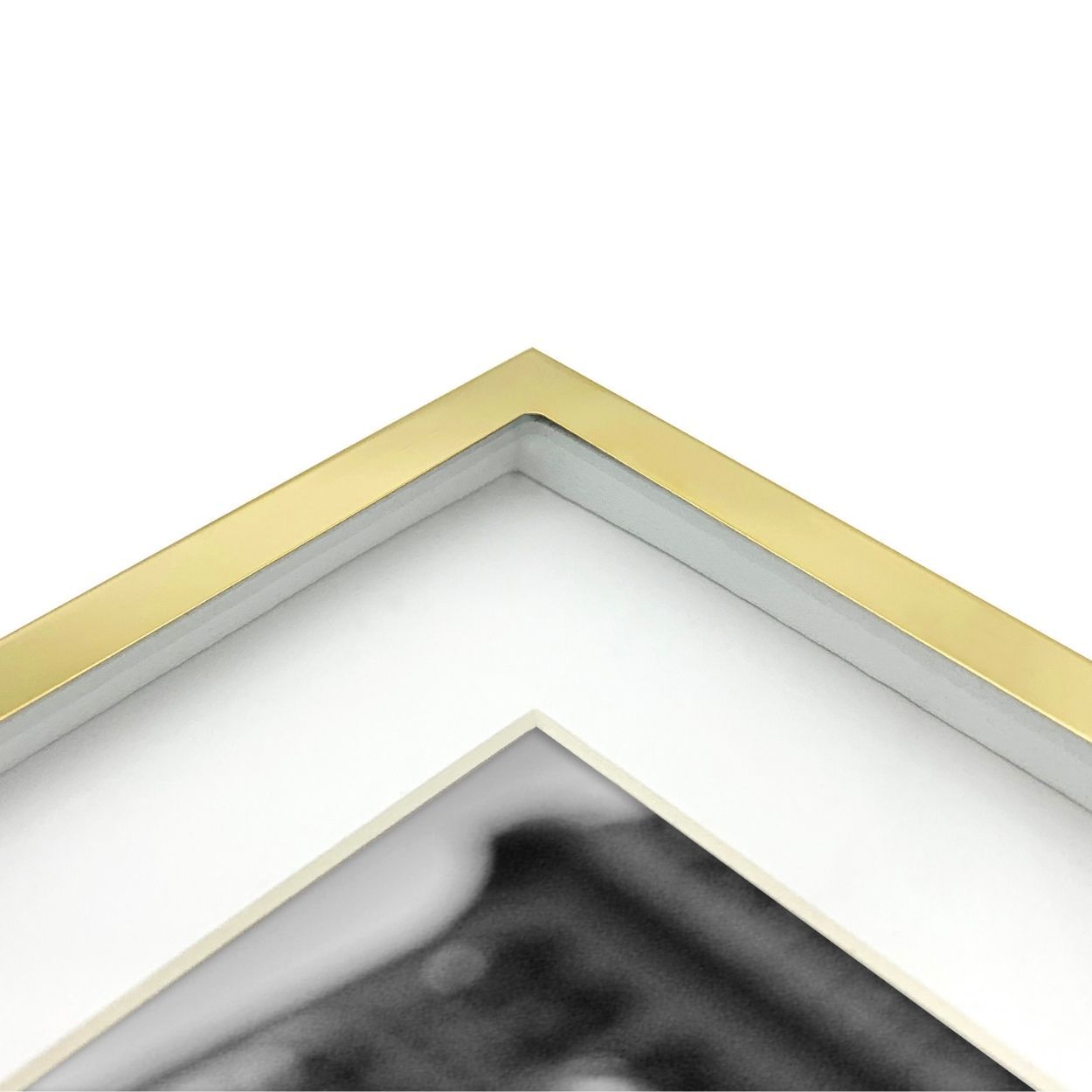 Gold Stainless Steel Box Frame 7x9 matted to 5x7