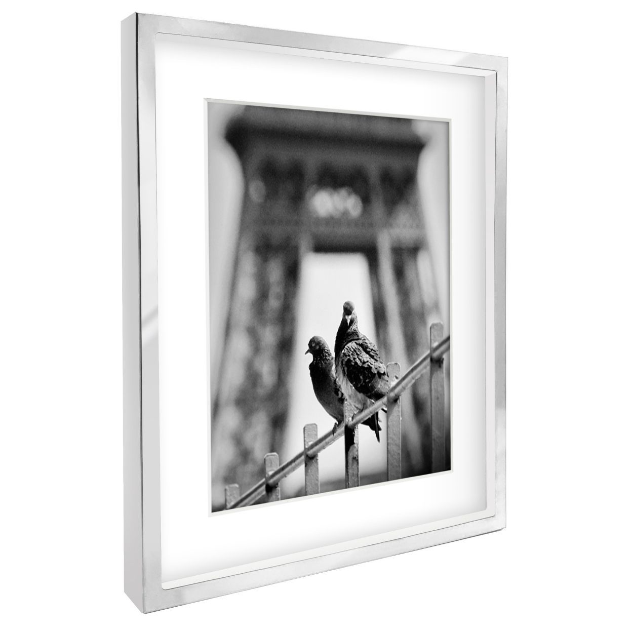 Silver Stainless Steel Box Frame 7x9 matted to 5x7