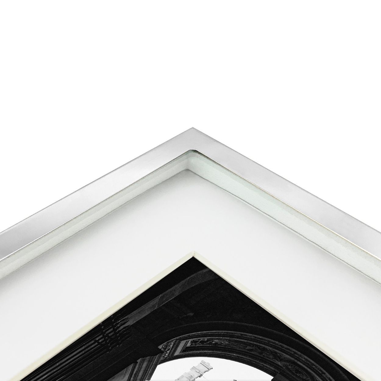 Silver Stainless Steel Box Frame 8x10 matted to 6x8