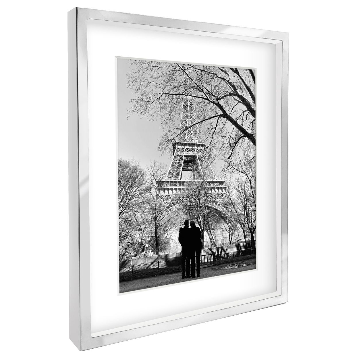 Silver Stainless Steel Box Frame 10x12 matted to 8x10