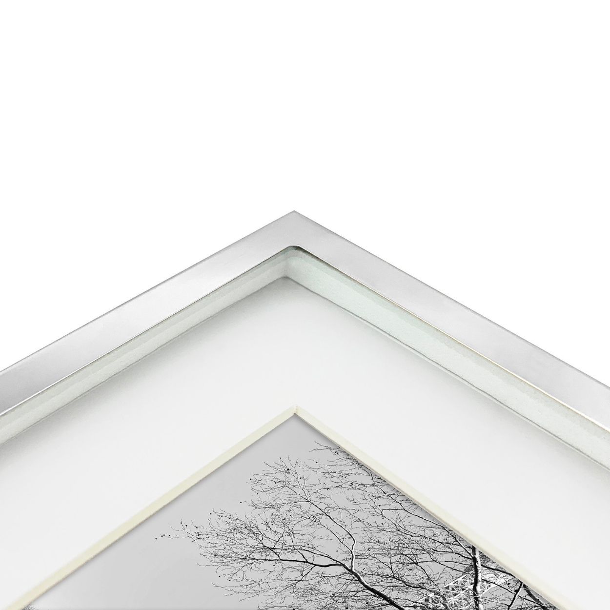 Silver Stainless Steel Box Frame 10x12 matted to 8x10