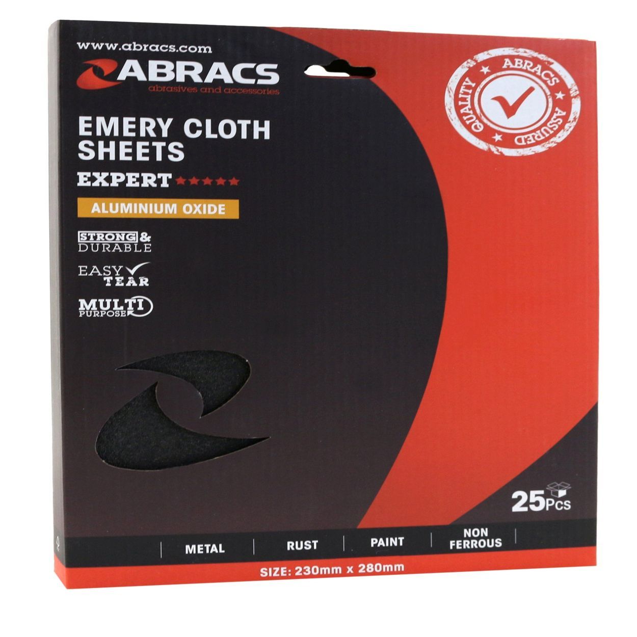 Abracs Emery Sheet 230Mm X 280Mm 280 Grit 25Pk