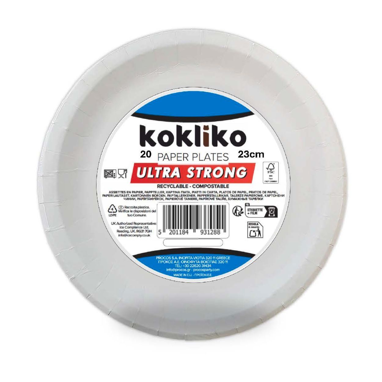 White Paper Plates 23cm 20 Pack