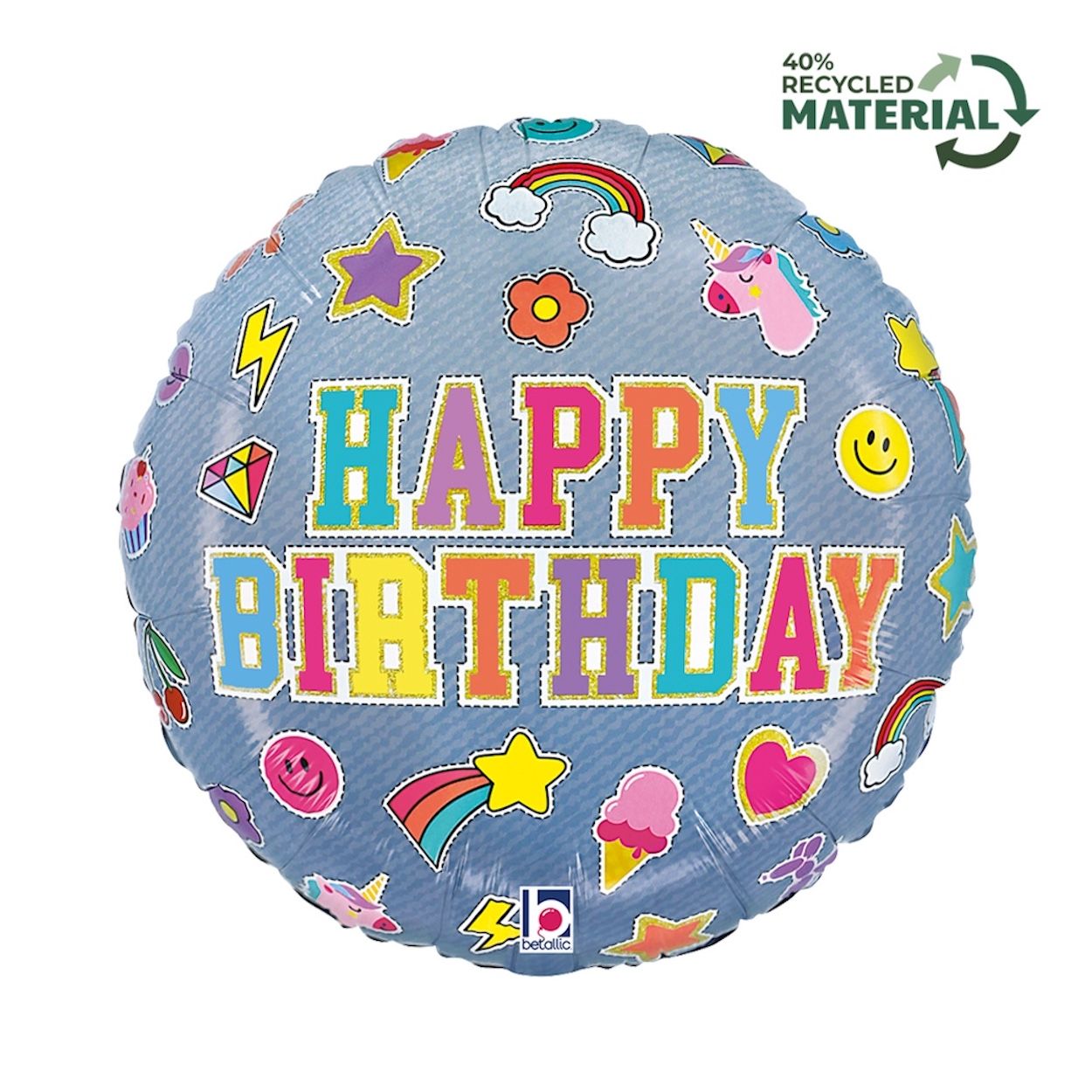 Birthday Denim Patches Foil Balloon