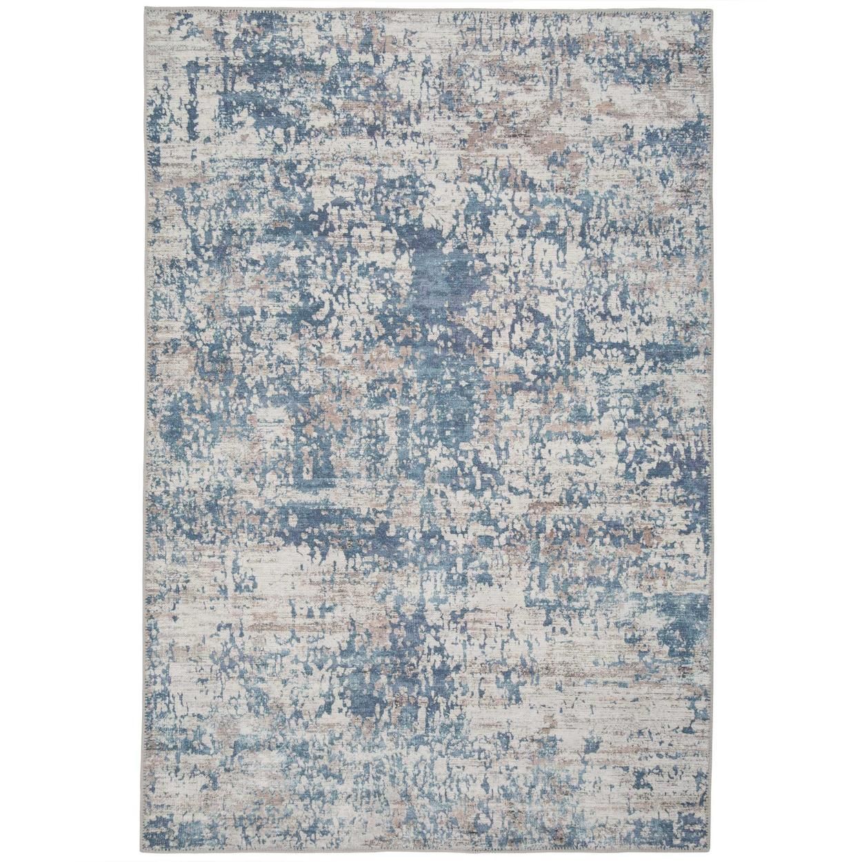Flatwoven Washable Dash Blue Rug - 60cm x 110cm