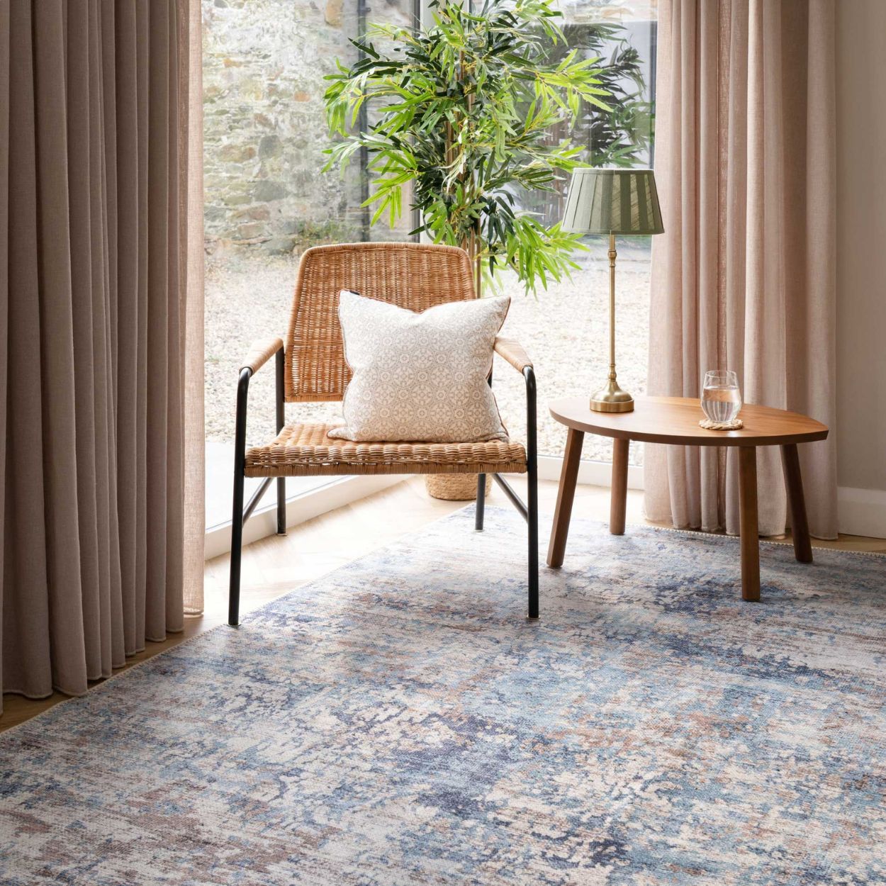 Flatwoven Washable Dash Blue Rug - 160cm x 230cm