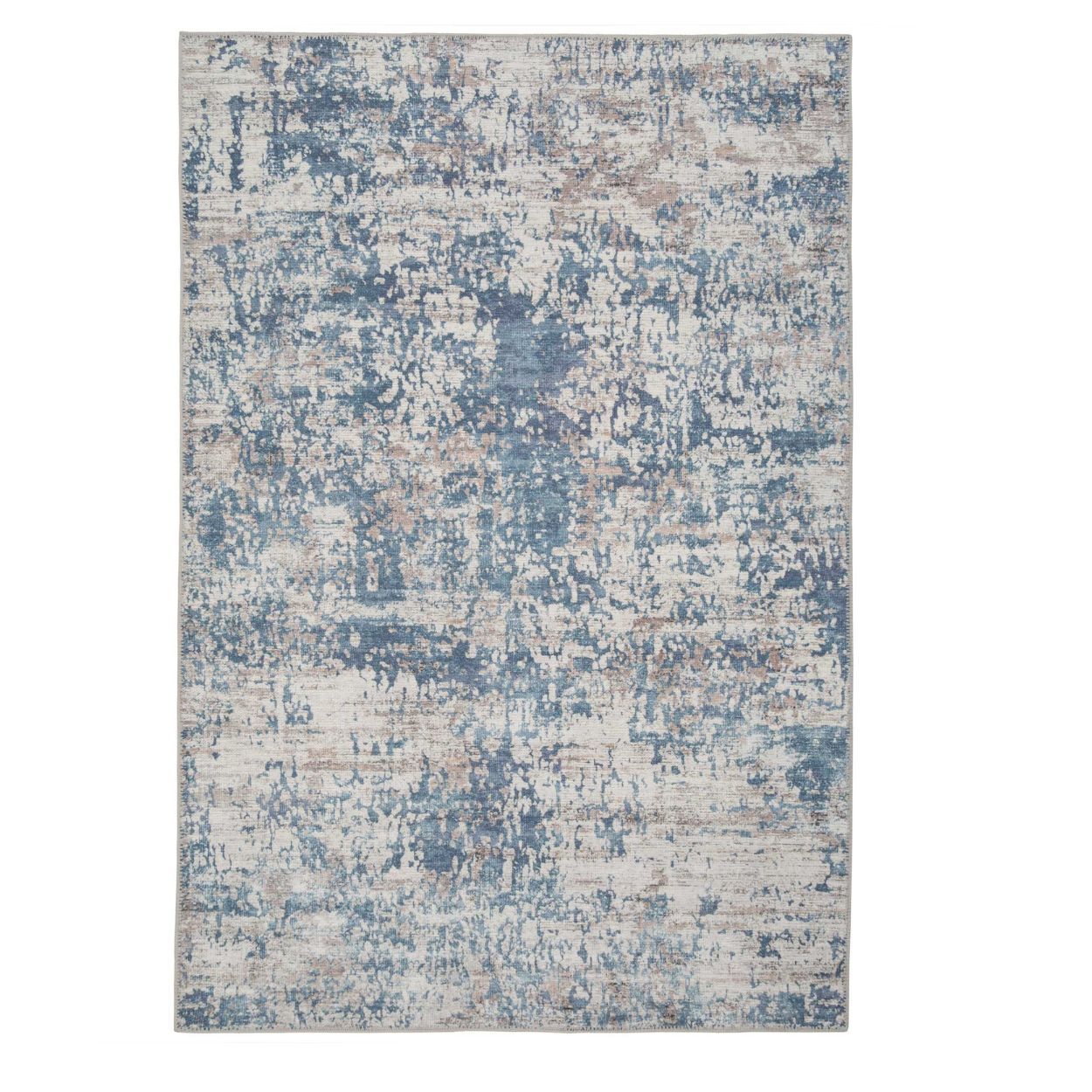Flatwoven Washable Dash Blue Rug - 160cm x 230cm