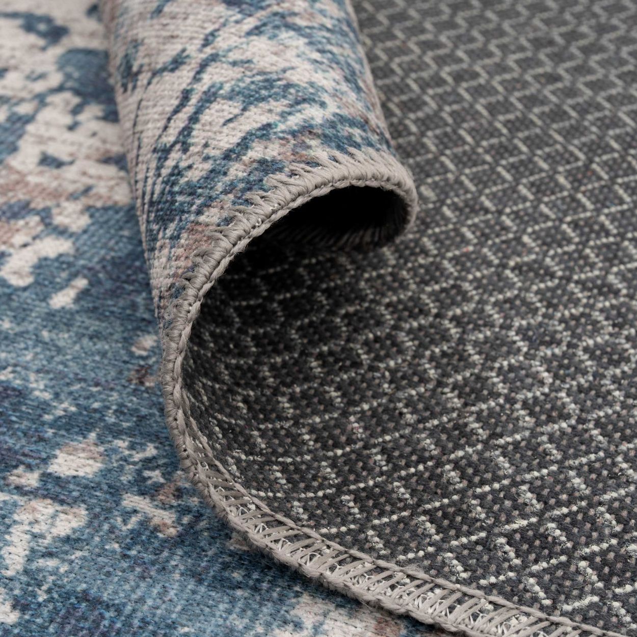Flatwoven Washable Dash Blue Rug - 160cm x 230cm
