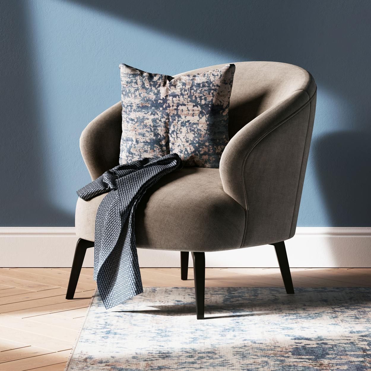 Flatwoven Washable Dash Blue Cushion - 50cm x 50cm