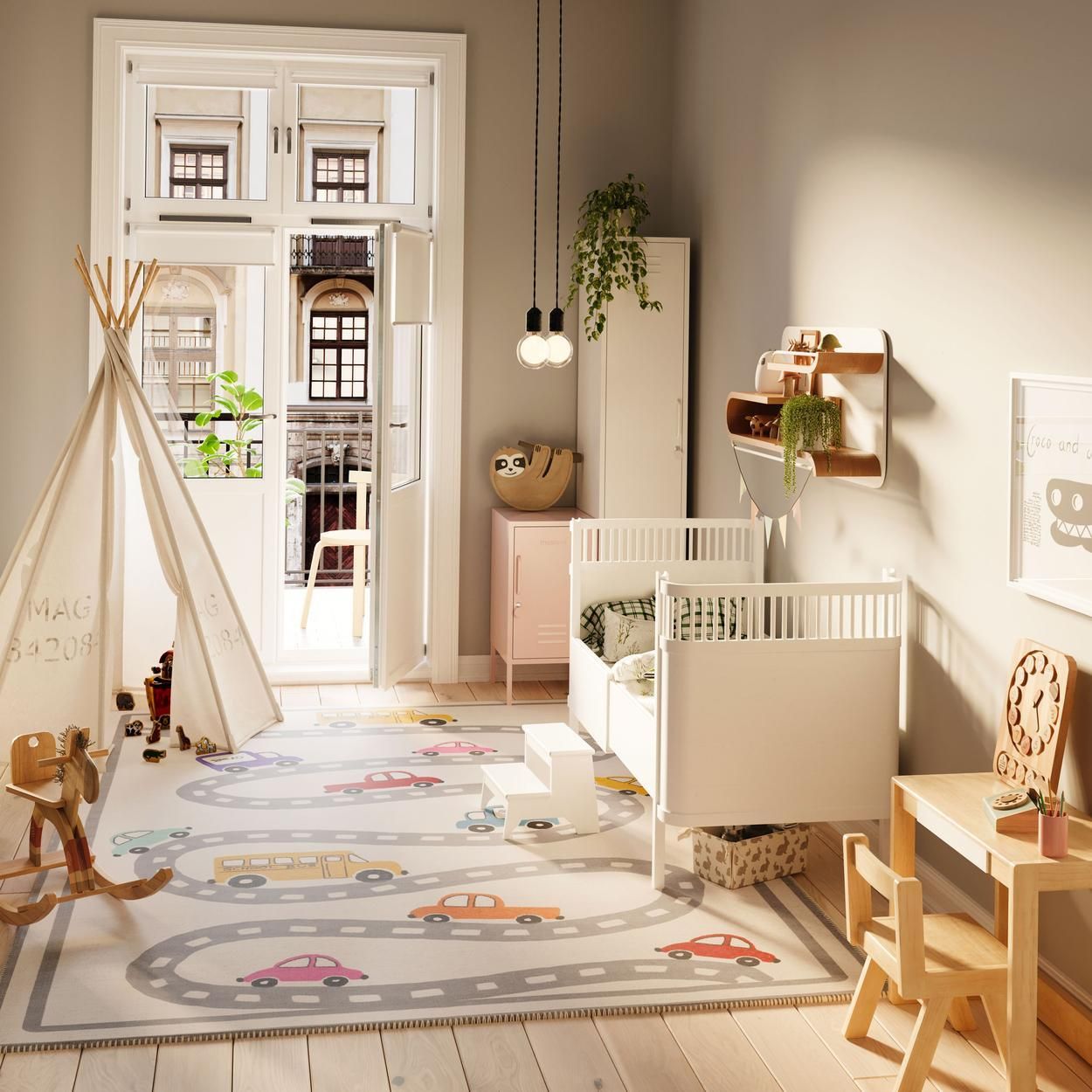 Flatwoven Washable Kids Beep Rug - 80cm x 150cm