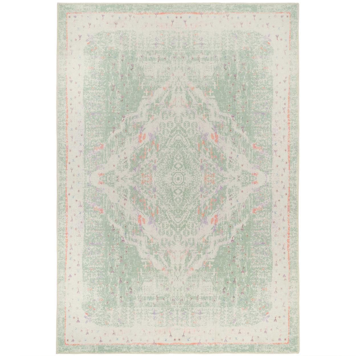 Flatwoven Washable Lottie Green Rug - 80cm x 150cm
