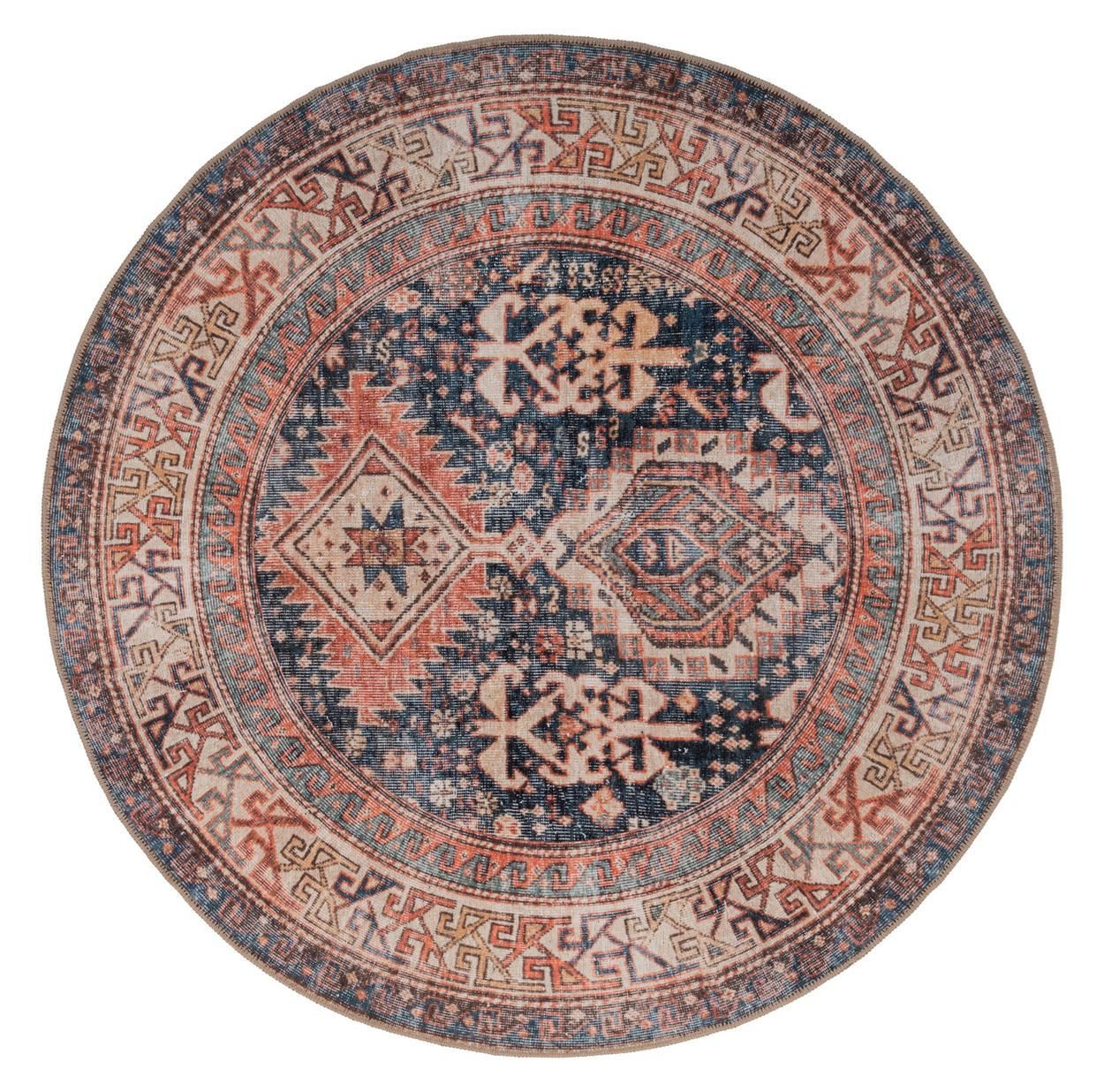 Flatwoven Washable Perla Multi Circular Rug - 180cm x 180cm