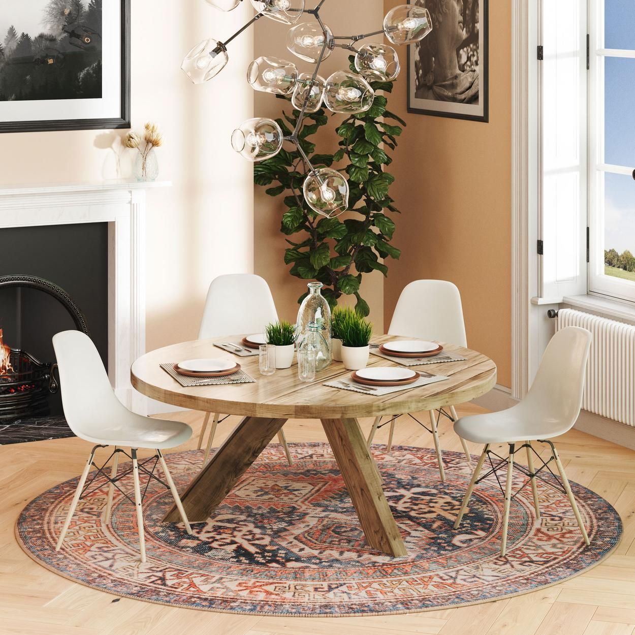 Flatwoven Washable Perla Multi Circular Rug - 180cm x 180cm