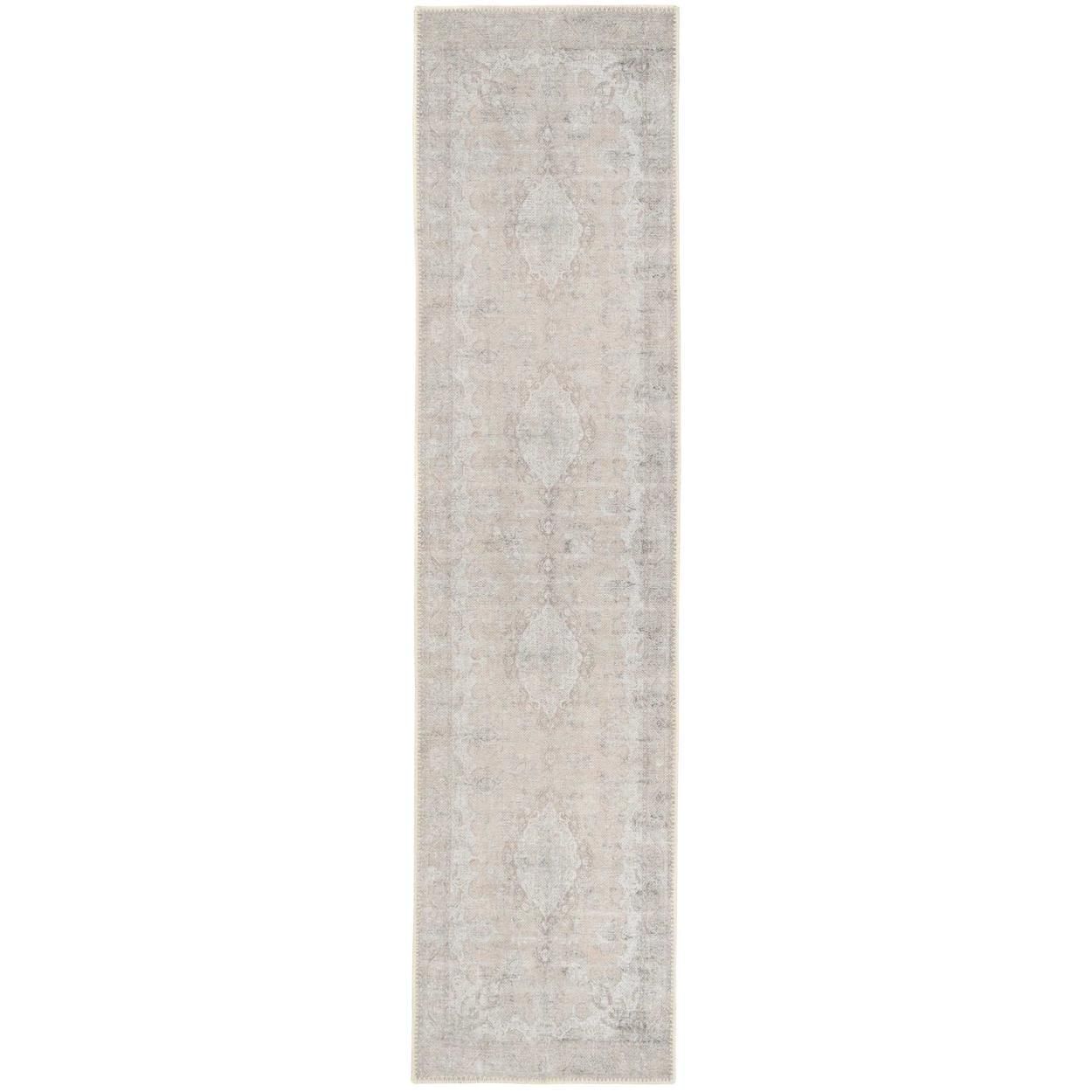 Flatwoven Washable Zoe Beige Runner Rug 80X300Cm