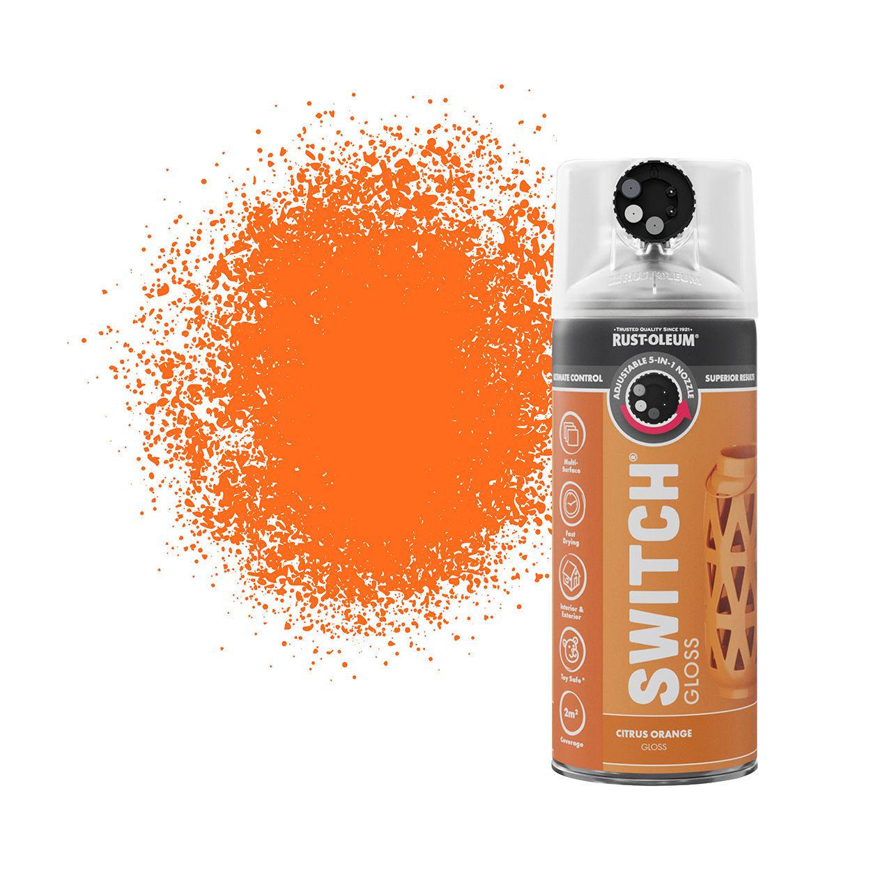 Rust-Oleum Switch 5-in-1 Multi-Surface Spray Paint Citrus Orange Gloss 400ml