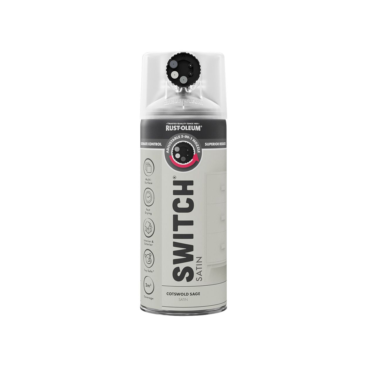 Rust-Oleum Switch 5-in-1 Multi-Surface Spray Paint Cotswold Sage Satin 400ml