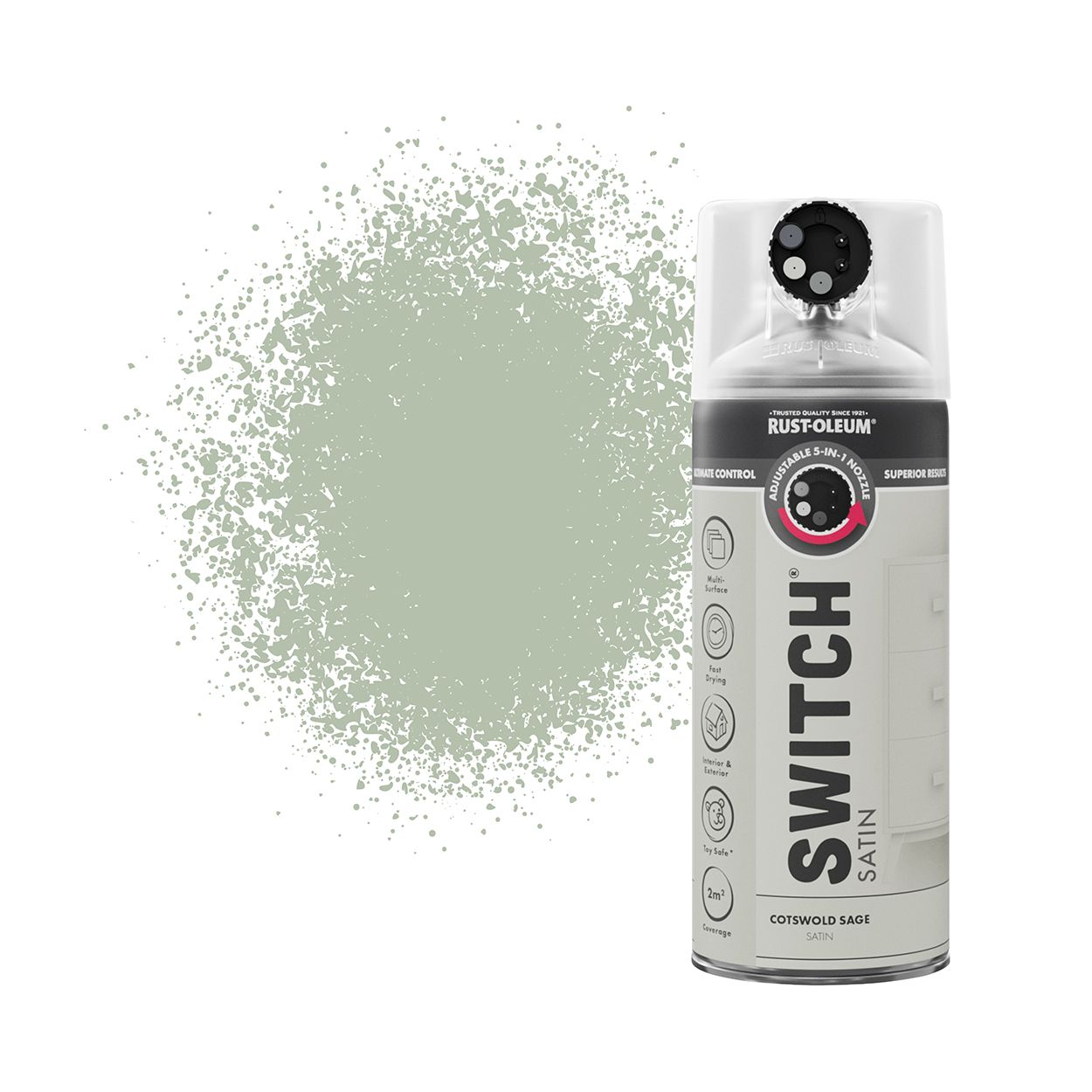 Rust-Oleum Switch 5-in-1 Multi-Surface Spray Paint Cotswold Sage Satin 400ml