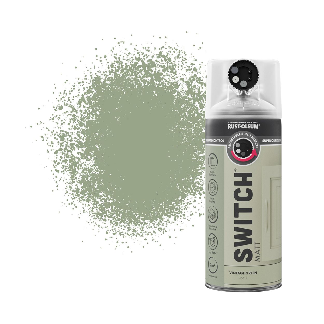 Rust-Oleum Switch 5-in-1 Multi-Surface Spray Paint Vintage Green Matt 400ml