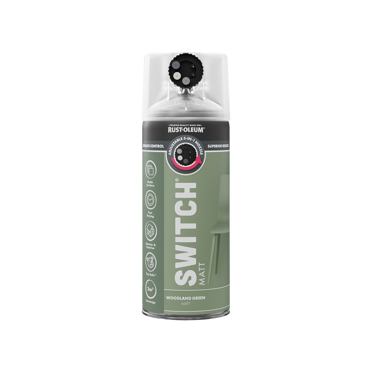 Rust-Oleum Switch 5-in-1 Multi-Surface Spray Paint Woodland Green Matt 400ml