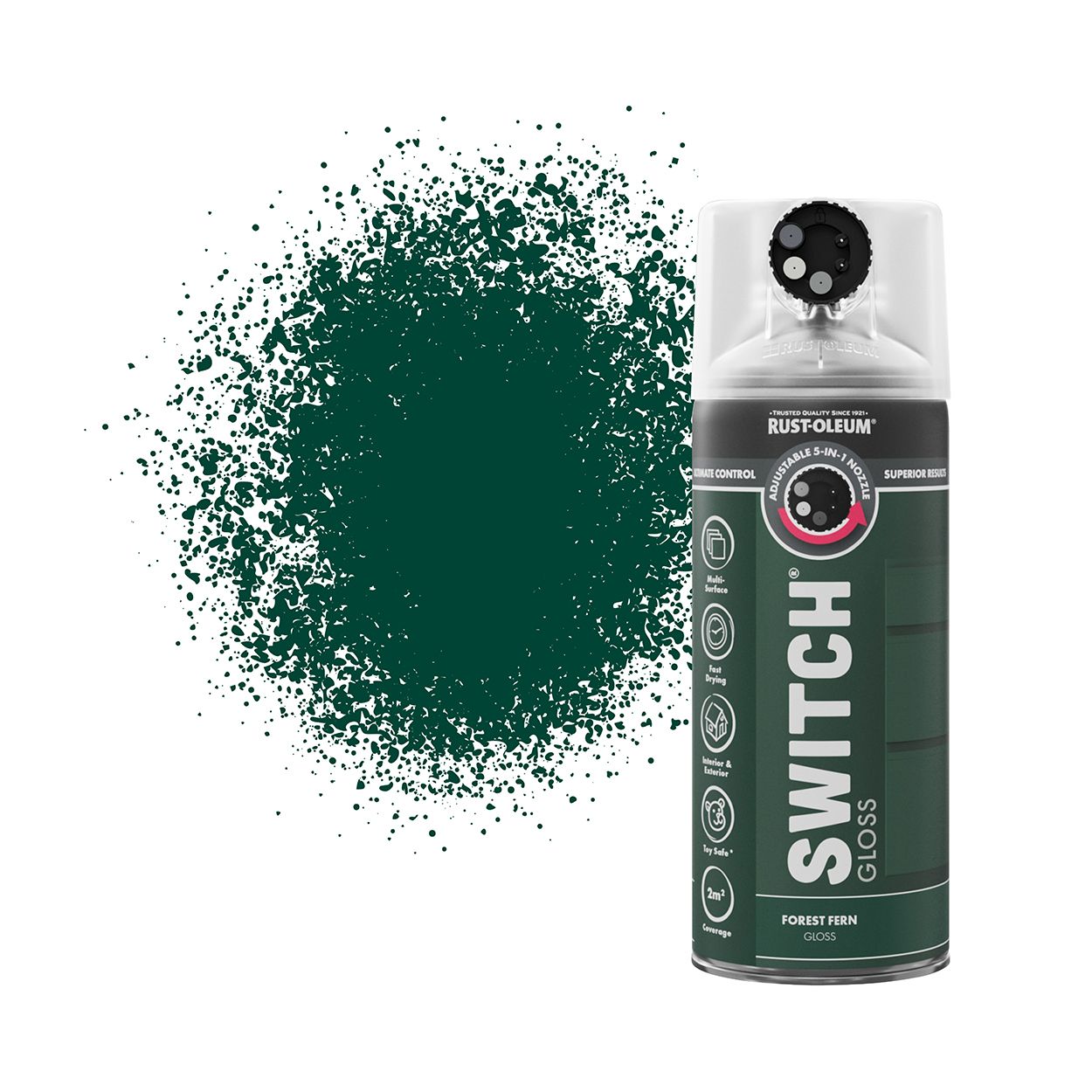 Rust-Oleum Switch 5-in-1 Multi-Surface Spray Paint Forest Fern Gloss 400ml