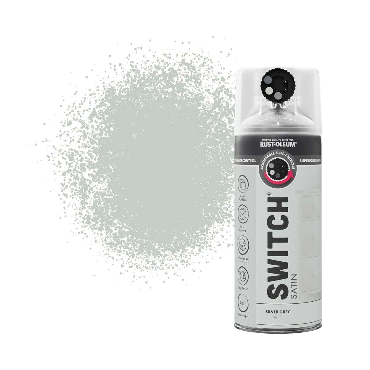 Rust-Oleum Switch 5-in-1 Multi-Surface Spray Paint Silver Grey Satin 400ml