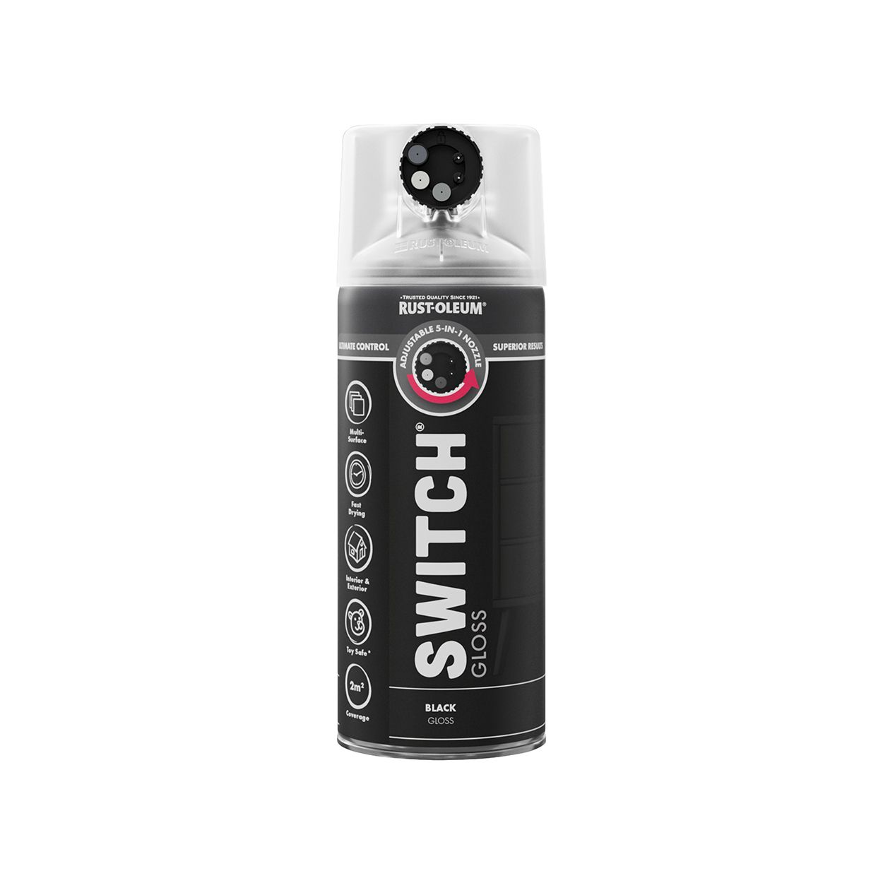Rust-Oleum Switch 5-in-1 Multi-Surface Spray Paint Black Gloss 400ml
