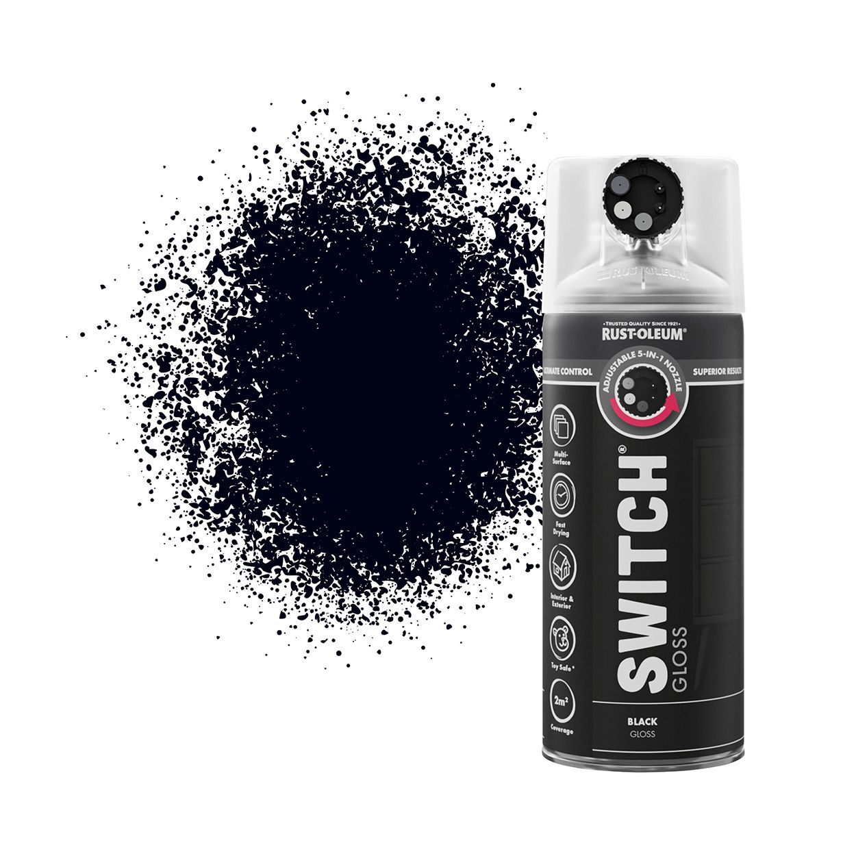 Rust-Oleum Switch 5-in-1 Multi-Surface Spray Paint Black Gloss 400ml