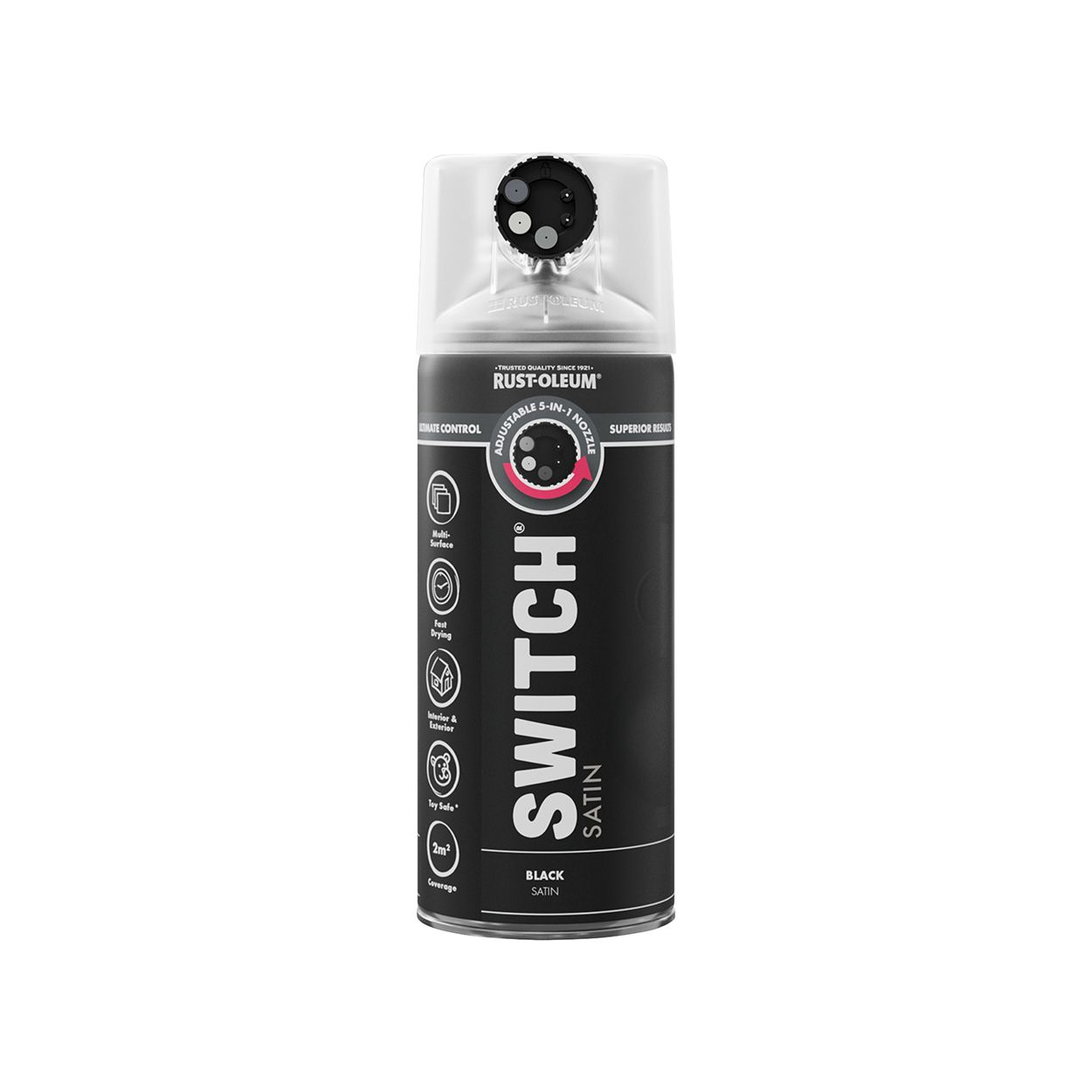 Rust-Oleum Switch 5-in-1 Multi-Surface Spray Paint Black Satin 400ml
