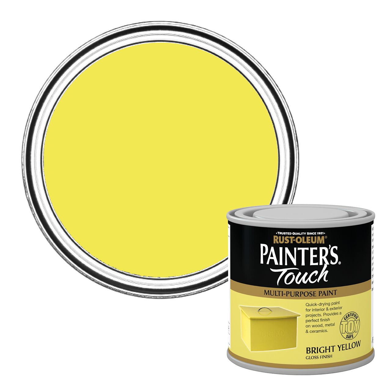 Rust-Oleum Painters Touch Multi-Surface Toysafe Paint Bright Yellow Gloss 250ml