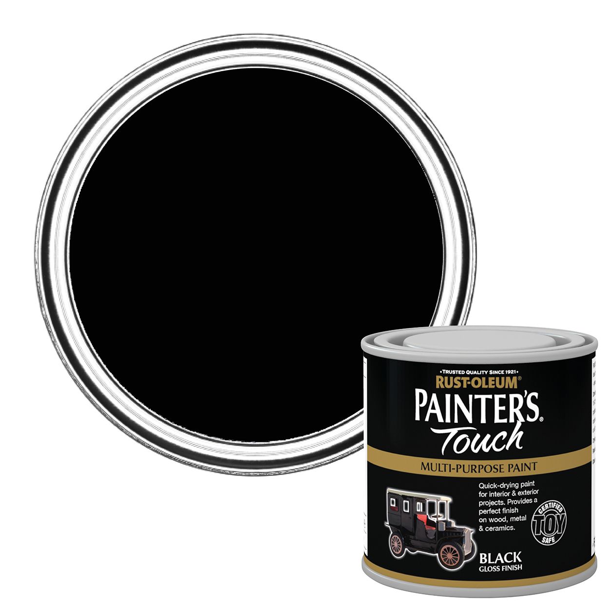Rust-Oleum Painters Touch Multi-Surface Toysafe Paint Black Gloss 250ml