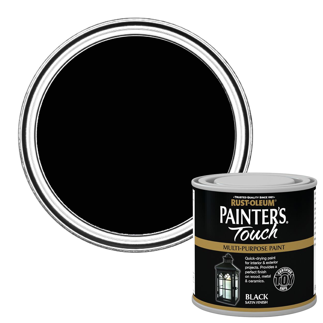 Rust-Oleum Painters Touch Multi-Surface Toysafe Paint Black Satin 250ml