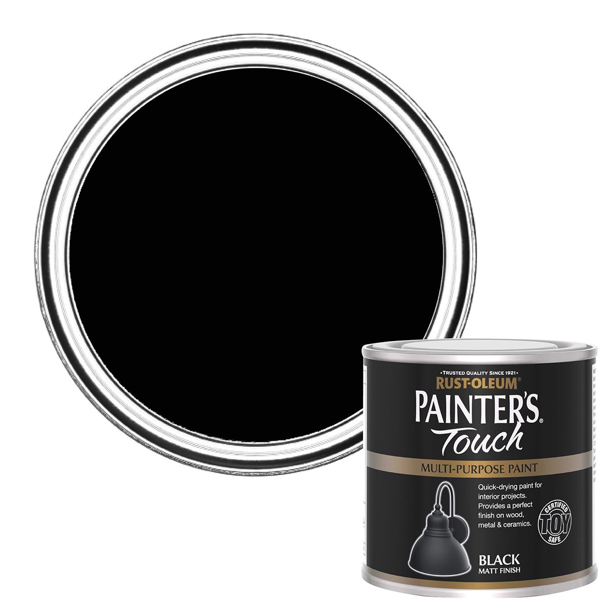 Rust-Oleum Painters Touch Multi-Surface Toysafe Paint Black Matt 250ml