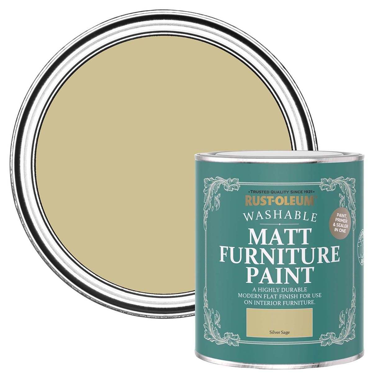 Rust-Oleum Matt Furniture Paint Silver Sage 750ml