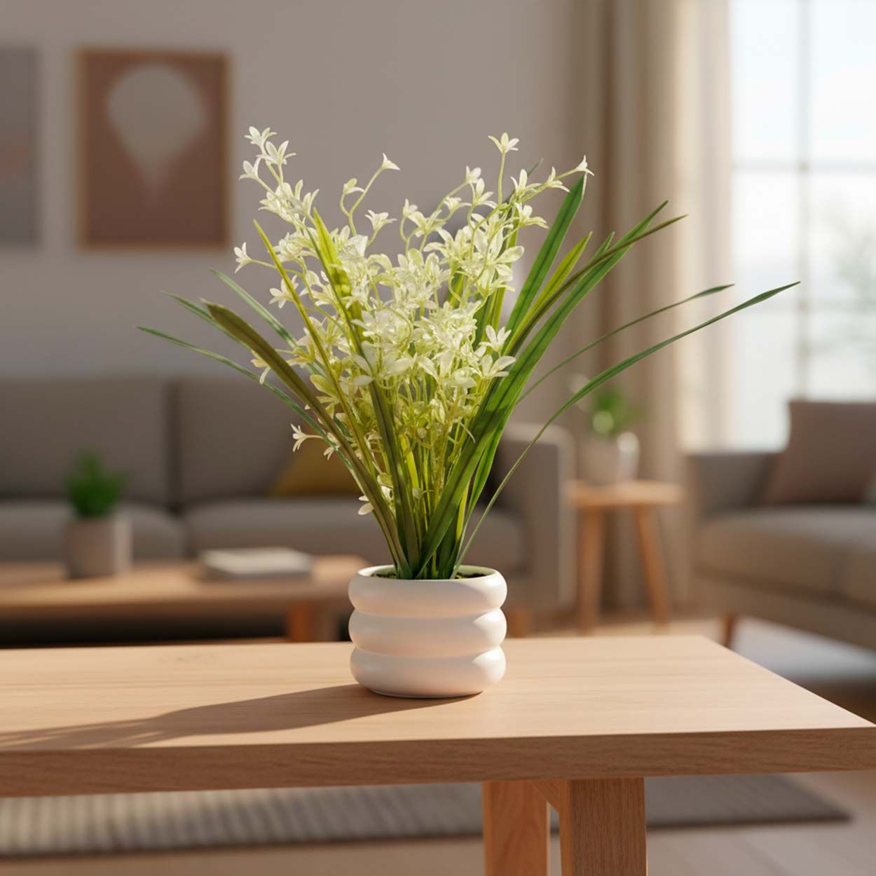 Artificial Orchid Potted 44Cm White