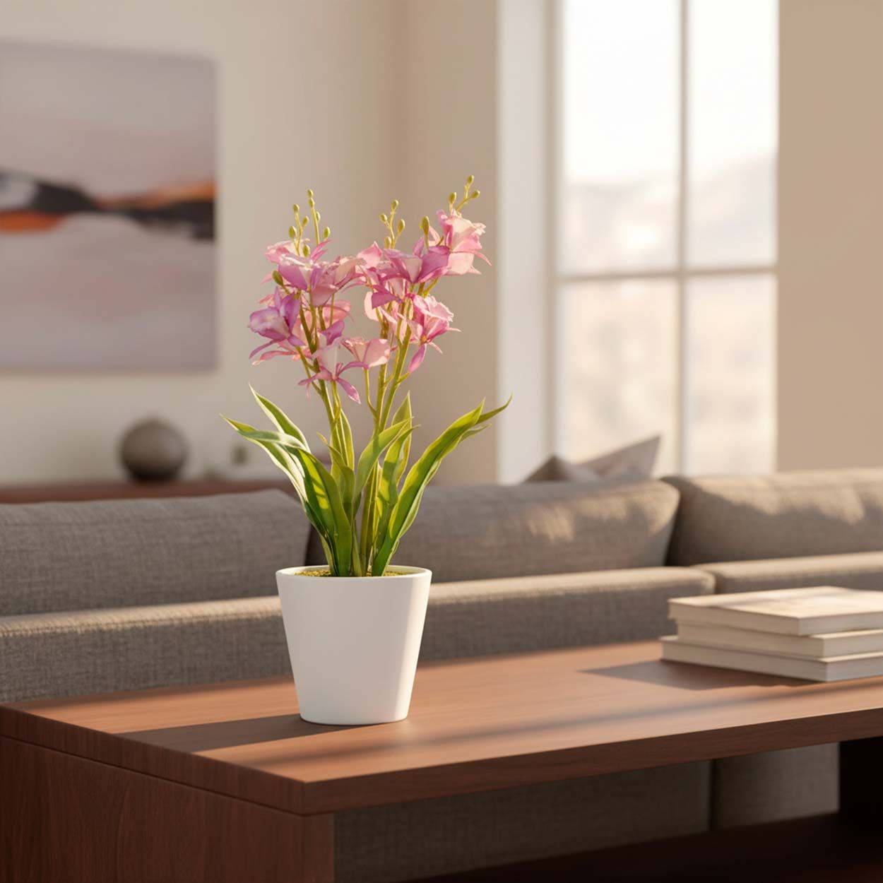 Artificial Orchid Potted 42Cm Pink
