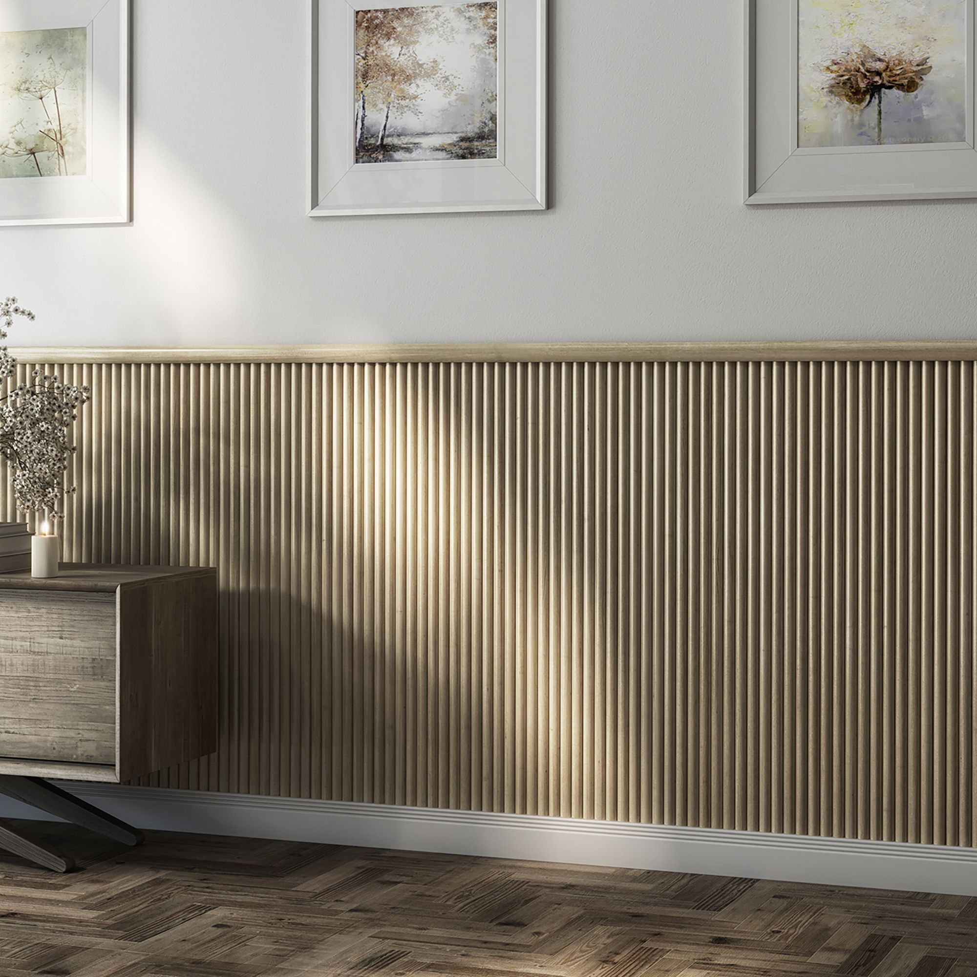 Half Rnd Flexi Wall Panel Oak Finish 2400 X 300mm