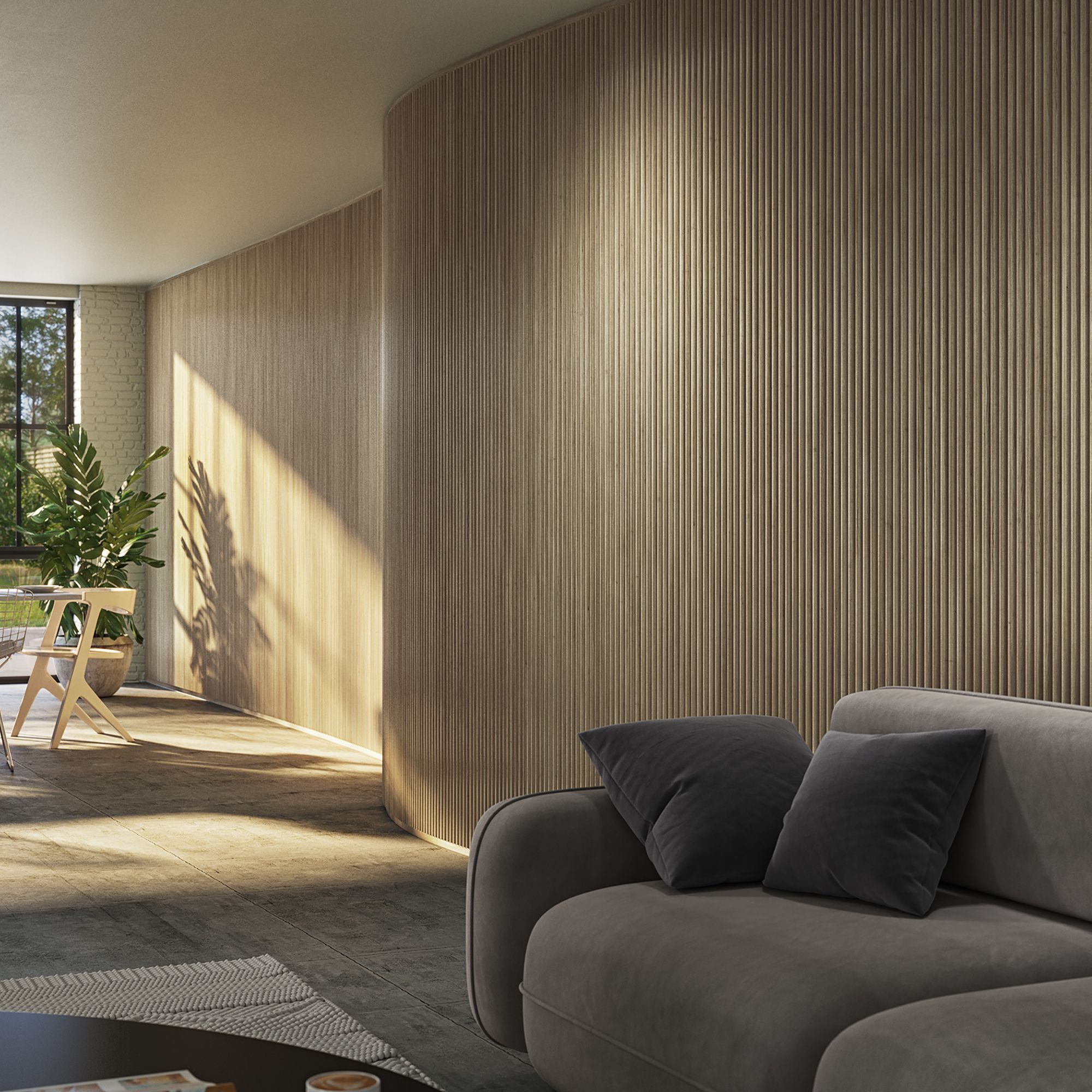 Half Rnd Flexi Wall Panel Oak Finish 2400 X 300mm