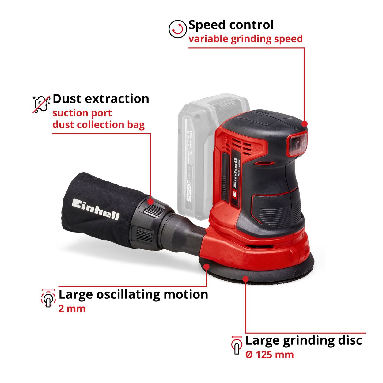 Einhell PXC 18V 125mm Rotating Sander, Body Only   