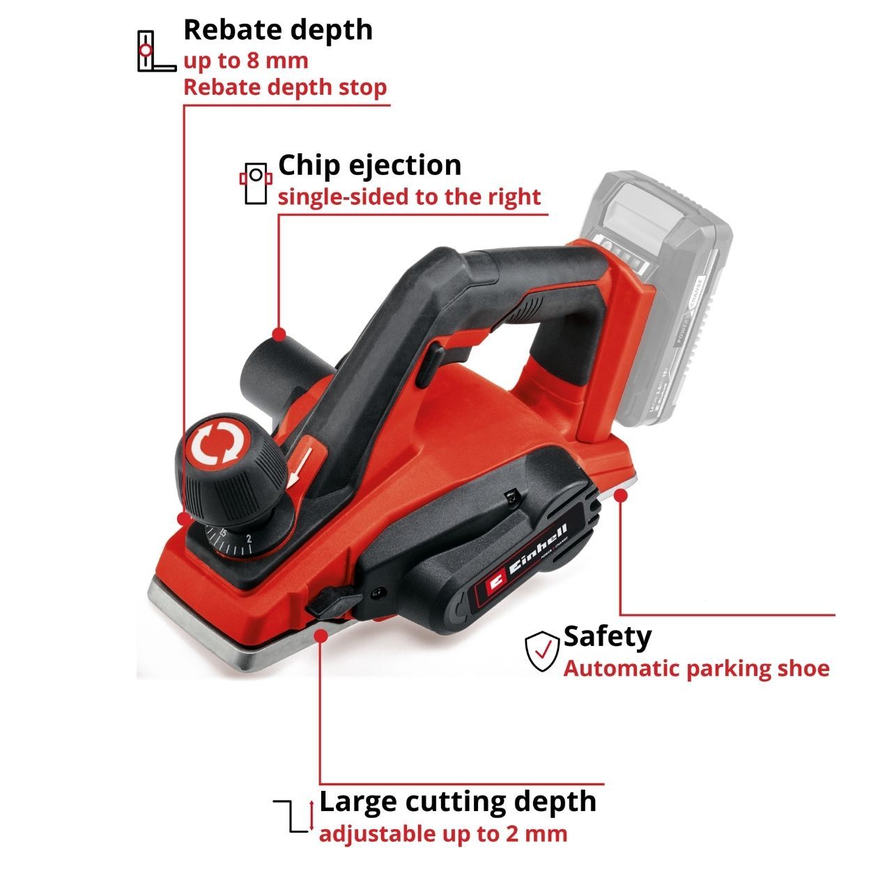Einhell PXC 18V 82mm Planer, Body Only  