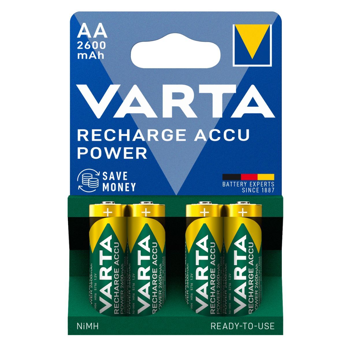 Varta Rechargeable AA Batteries 2600Mah Pack of 4