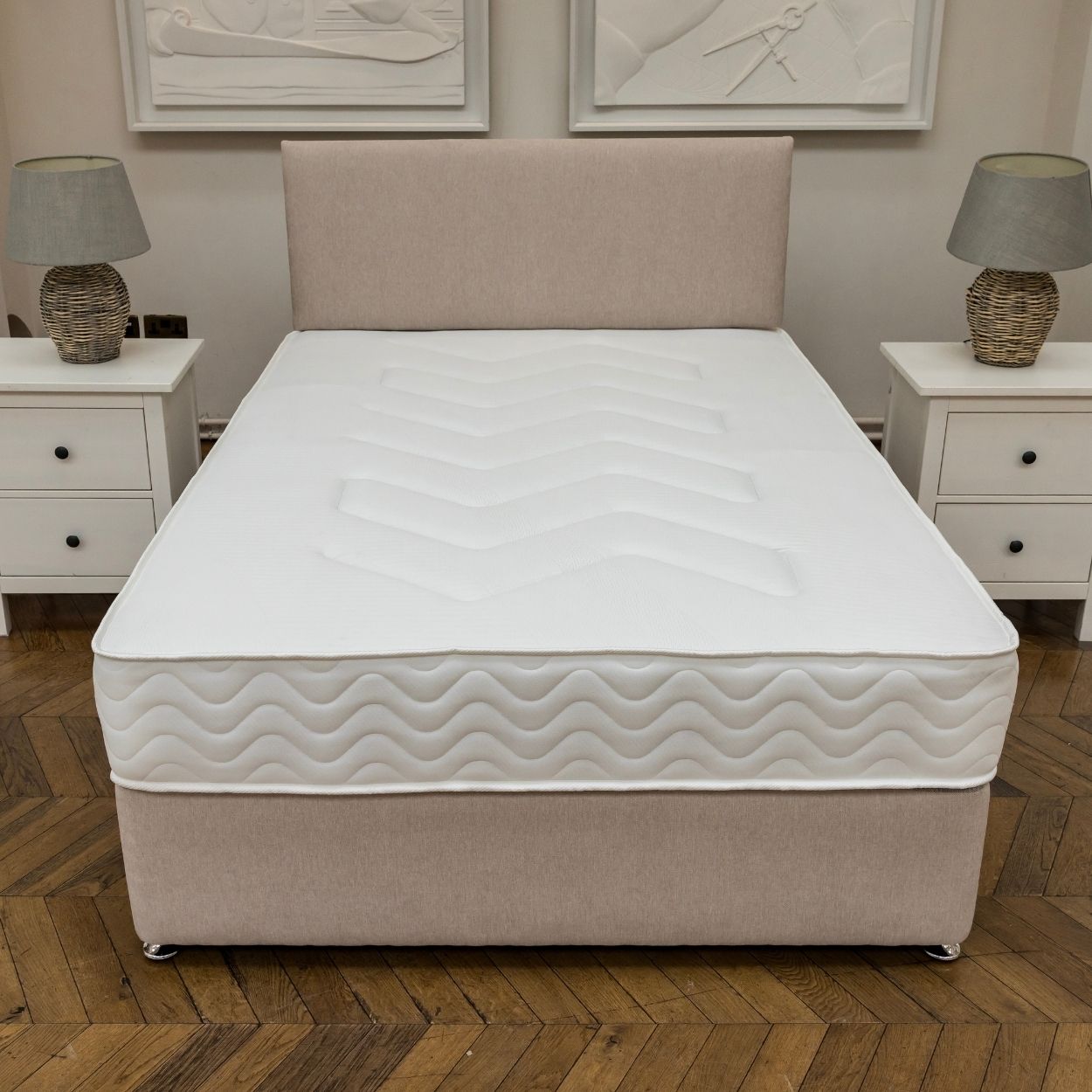 Kingsize (5ft) DFI Beds Ashgrove Divan Bed and Headboard Grey 2 Drawer Storage