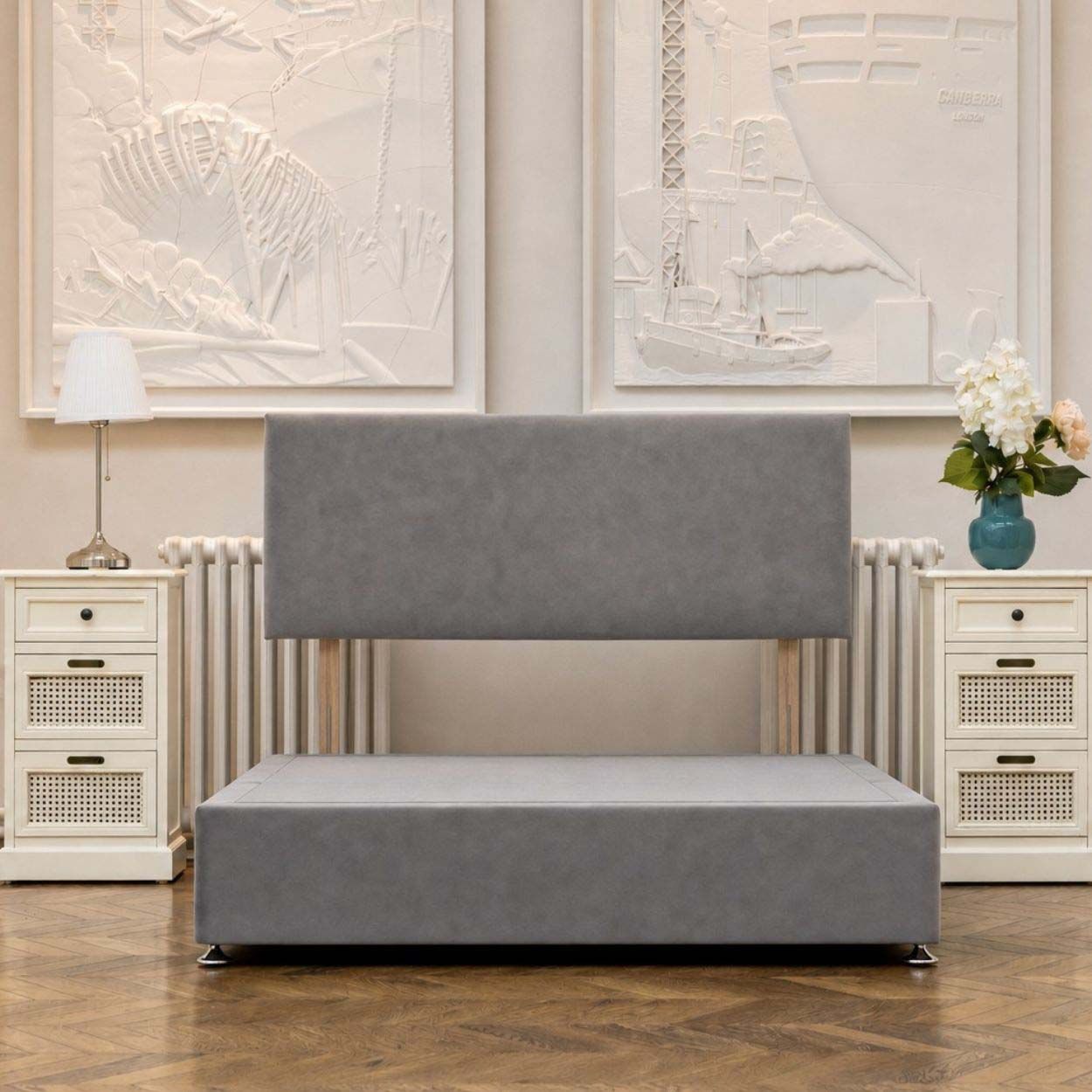 Single (3ft) DFI Beds Ashgrove Divan Bed and Headboard Grey